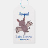 Cute baby bat vliegende cartoon illustratie cadeaulabel (Achterkant)