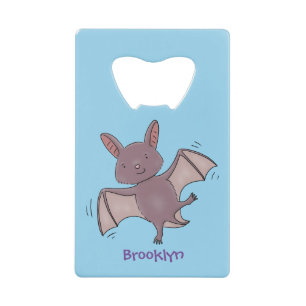 Cute baby bat vliegende cartoon illustratie creditkaart flessenopener