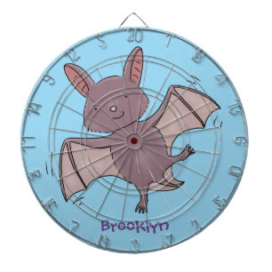 Cute baby bat vliegende cartoon illustratie dartbord