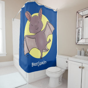 Cute baby bat vliegende cartoon illustratie douchegordijn