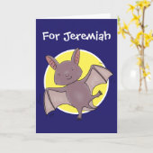 Cute baby bat vliegende cartoon illustratie kaart (Gele Bloem)