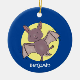Cute baby bat vliegende cartoon illustratie keramisch ornament