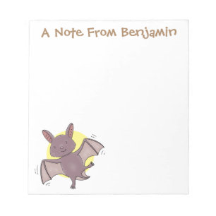 Cute baby bat vliegende cartoon illustratie notitieblok