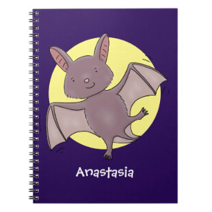 Cute baby bat vliegende cartoon illustratie notitieboek