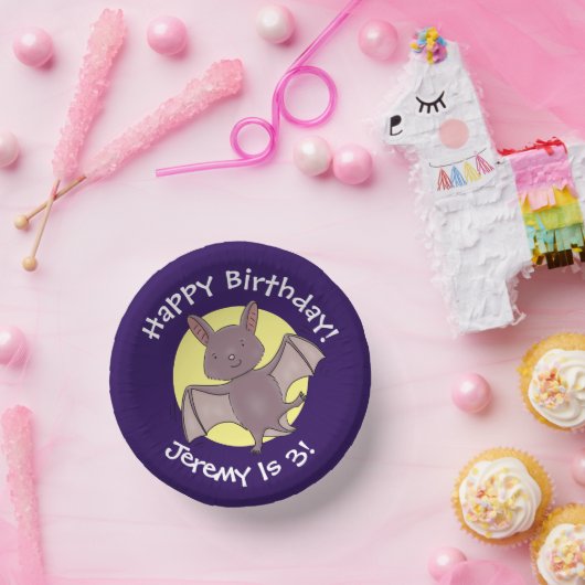 Cute baby bat vliegende cartoon illustratie papieren kommen (Feest)