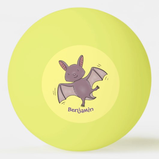Cute baby bat vliegende cartoon illustratie pingpongbal (Voorkant)
