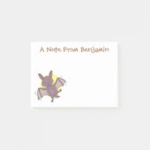 Cute baby bat vliegende cartoon illustratie post-it® notes (Voorkant)