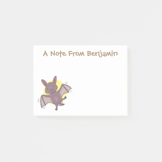 Cute baby bat vliegende cartoon illustratie post-it® notes (Voorkant)