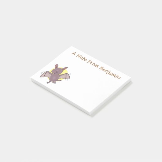 Cute baby bat vliegende cartoon illustratie post-it® notes (Schuin)