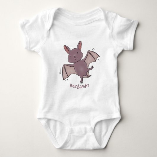 Cute baby bat vliegende cartoon illustratie romper (Voorkant)