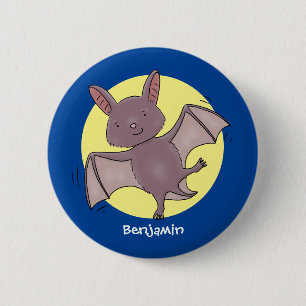 Cute baby bat vliegende cartoon illustratie ronde button 5,7 cm