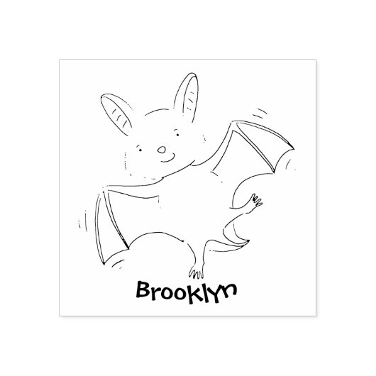 Cute baby bat vliegende cartoon illustratie rubberstempel (Afrduk)