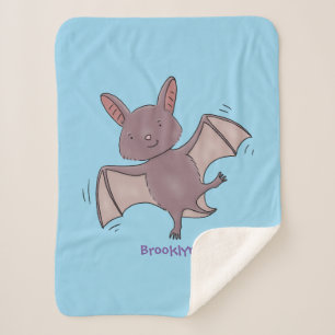 Cute baby bat vliegende cartoon illustratie sherpa deken