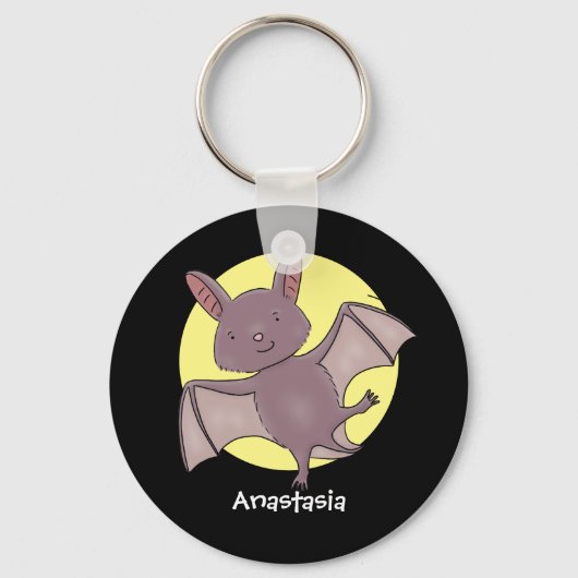 Cute baby bat vliegende cartoon illustratie sleutelhanger (Voorkant)