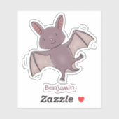 Cute baby bat vliegende cartoon illustratie sticker (Vel)