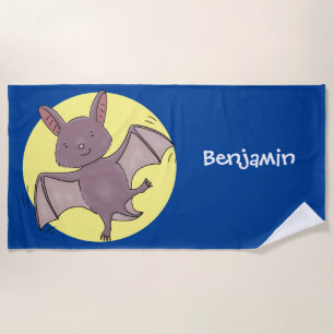 Cute baby bat vliegende cartoon illustratie strandlaken