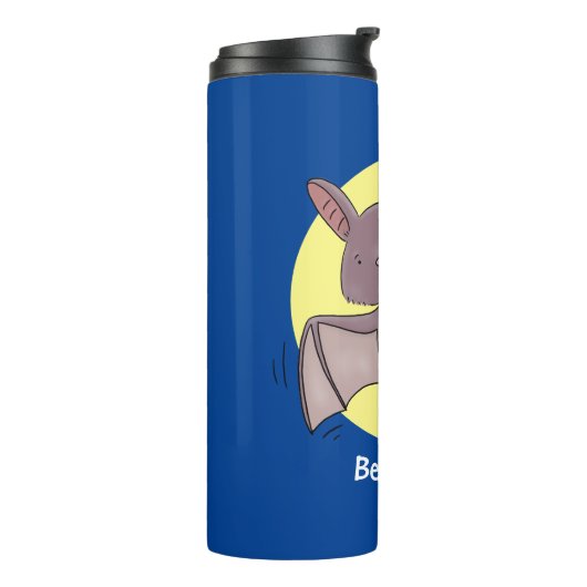 Cute baby bat vliegende cartoon illustratie thermosbeker (Gedraaid links)