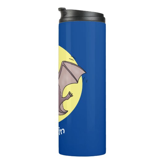 Cute baby bat vliegende cartoon illustratie thermosbeker (Geroteerd rechts)