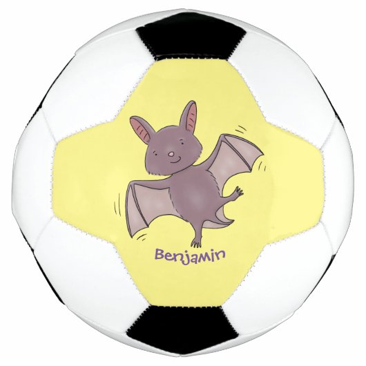 Cute baby bat vliegende cartoon illustratie voetbal (Voorkant)