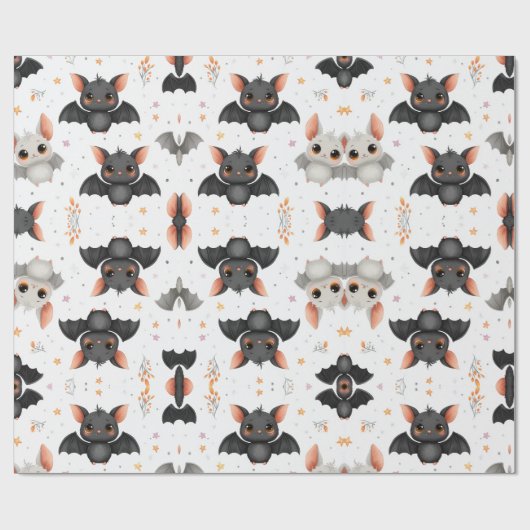 Cute Baby Bats Halloween Wrapping Paper Cadeaupapier (Vlak)