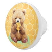 Cute Baby Bear Cup eating Honey Keramische Knop (Rechts)