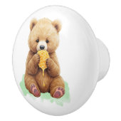 Cute Baby Bear Cup eating Honey Keramische Knop (Rechts)