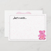 Cute Baby Bear In Pink Custom Just a Note Notitiekaartje (Voorkant / Achterkant)