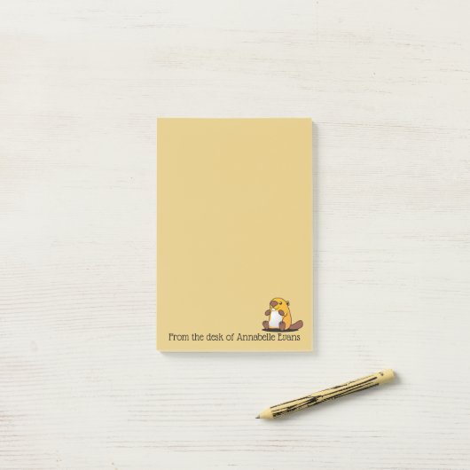 Cute Baby Beaver Post-it® Notes (Op bureau)