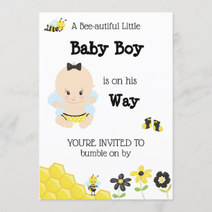 *~* Cute Baby Bee Baby BOY Shower Invitation Kaart
