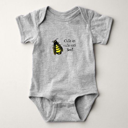 Cute Baby Bee Honeybee met Fun Text Romper (Voorkant)