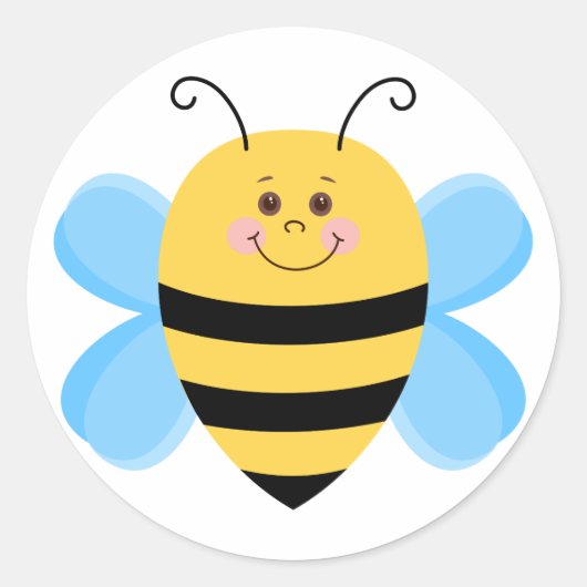 Cute Baby Bee Ronde Sticker (Voorkant)