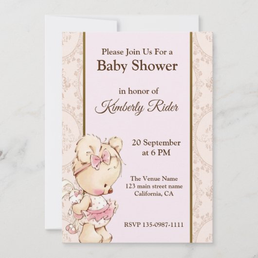 Cute Baby Beer Baby shower Invitation Kaart (Voorkant)