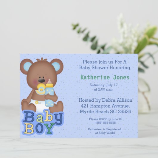 Cute Baby Beer Baby shower Invitation Kaart (Staand voorkant)