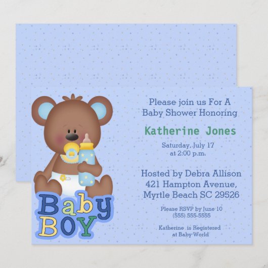 Cute Baby Beer Baby shower Invitation Kaart (Voorkant / Achterkant)