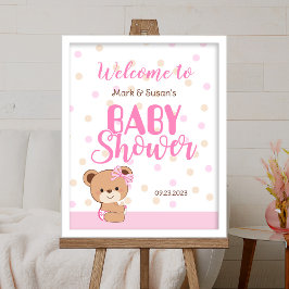 Cute Baby Beer Baby shower Welkomstbord - Meisje Poster