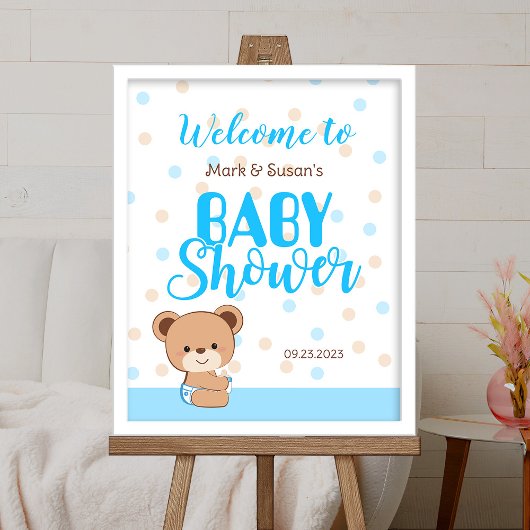 Cute Baby Beer Baby shower Welkomstteken - Boy Poster
