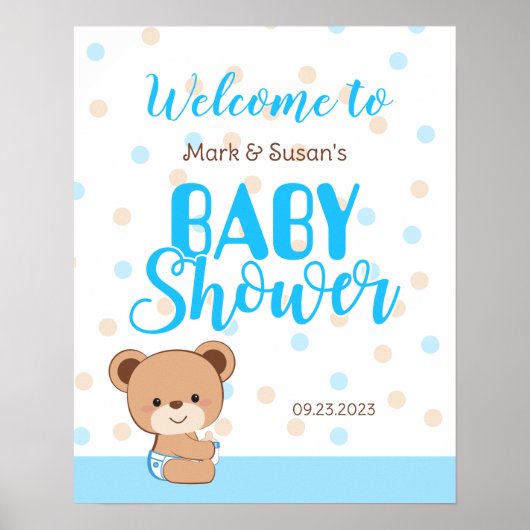 Cute Baby Beer Baby shower Welkomstteken - Boy Poster (Voorkant)
