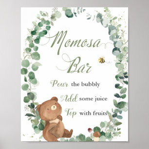 Cute Baby Beer Greenery Baby shower Momosa Bar Poster