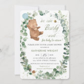 Cute Baby Beer Greenery Boy Baby shower Invitation Kaart (Voorkant)
