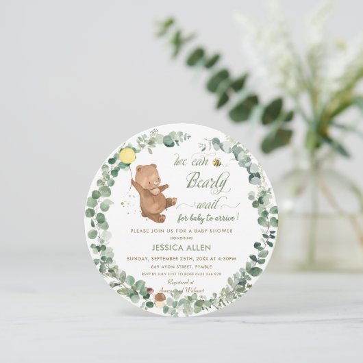Cute Baby Beer Greenery Gender Neutral Baby shower Kaart (Staand voorkant)