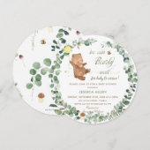 Cute Baby Beer Greenery Gender Neutral Baby shower Kaart (Voorkant / Achterkant)