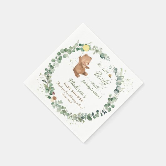 Cute Baby Beer Greenery Gender Neutral Baby shower Servet (Hoek)