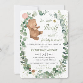 Cute Baby Beer Greenery Girl Baby shower Kaart