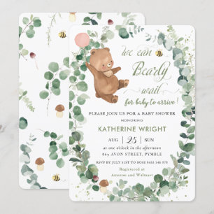 Cute Baby Beer Greenery Girl Baby shower Kaart