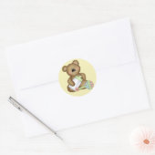 Cute Baby Beer met Baby flesje en Rattle Ronde Sticker (Envelop)