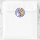 Cute Baby Beer met Baby flesje en Rattle Ronde Sticker (Tas)
