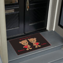 Cute baby beer met hartendoormat