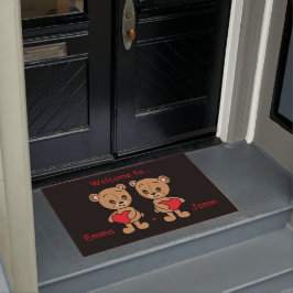 Cute baby beer met hartendoormat deurmat