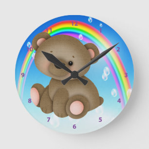 Cute Baby Beer & regenboogklok Ronde Klok