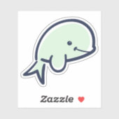 Cute Baby Beluga Whale Cartoon Scrapbook Sticker (Vel)